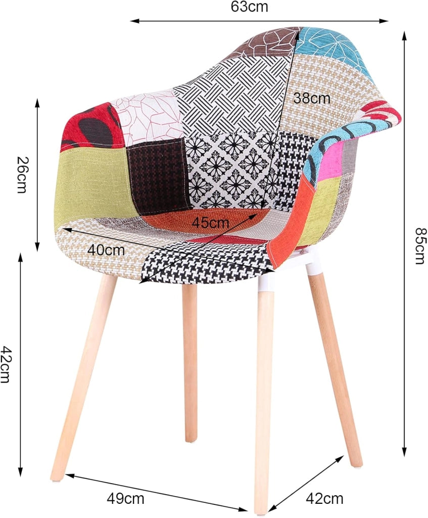 GrandCA HOME Set di 2 Poltrone Patchwork, Sedia da Pranzo in Stile Nordico Sedia Da Cucina Per Sala da Pranzo, Soggiorno, Camera da Letto (Rosso A5-2)