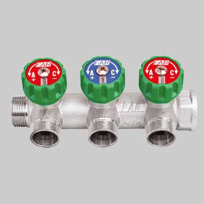 COLLETTORE MULTI FAR 1 CON RUBINETTI  3 Vie  Int.45     FAR