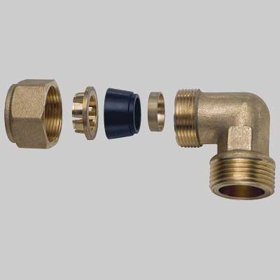 GOMITO MASCHIO CON KIT DI TENUTA PER TUBO RAME  1 x 22     FAR