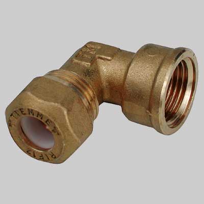 RACCORDO A GOMITO FEMMINA CON OGIVA P.T.E.F.  12  1/2 x 1/2     TIEMME