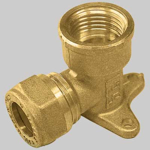 RACCORDO CURVO FEMMINA CON FLANGIA CON OGIVA OTTONE  14 x 1/2     TIEMME