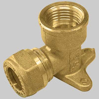 RACCORDO CURVO FEMMINA CON FLANGIA CON OGIVA OTTONE  18 x 1/2     TIEMME