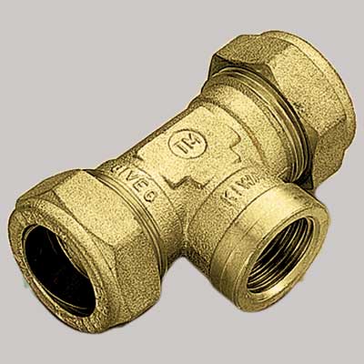 RACCORDO A TEE FEMMINA CON OGIVA OTTONE  16 x 1/2 x 16     TIEMME