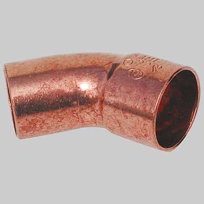 CURVA RAME 45  ° A SALDARE MASCHIO/FEMMINA  54 x 54     MADE IN ITALY