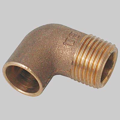 GOMITO BRONZO FILETTATO MASCHIO A SALDARE FEMMINA  22 x 3/4     MADE IN ITALY