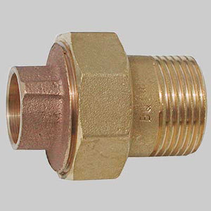 BOCCHETTONE BRONZO A 3 PEZZI DIRITTO FILETTATO MASCHIO A SALDARE FEMMINA  18 x 3/4     MADE IN ITALY