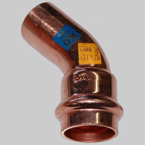 CURVA RAME A PRESSARE 45  ° MASCHIO/FEMMINA  28 x 28     MADE IN ITALY