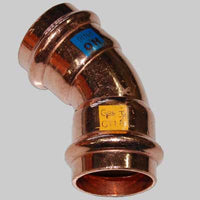 CURVA RAME A PRESSARE 45  ° FEMMINA/FEMMINA  18 x 18     MADE IN ITALY