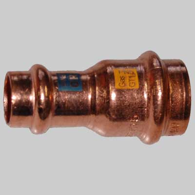 MANICOTTO RAME RIDOTTO A PRESSARE FEMMINA/FEMMINA  18 x 15     MADE IN ITALY