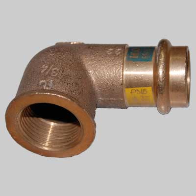 RACCORDO BRONZO GOMITO FEMMINA A PRESSARE  15 x 1/2     MADE IN ITALY