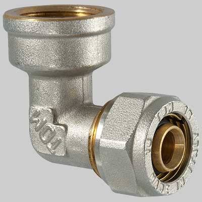 Raccordo a compressione curvo Femmina  20 x 1/2     T.D.M.