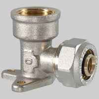 Raccordo a compressione curvo Femmina con flangia  16 x 1/2     T.D.M.