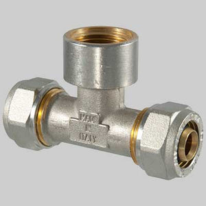 Raccordo a compressione a TEE Femmina  26 x 3/4 x 26     T.D.M.