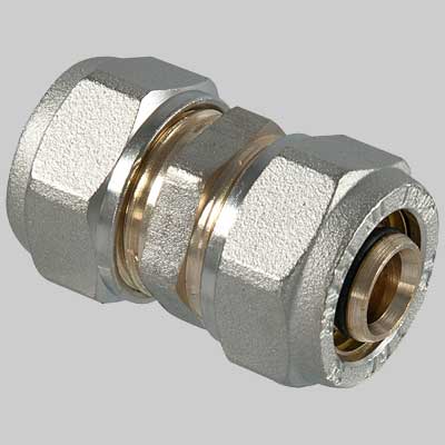 Raccordo a compressione diritto doppio  20 x 20     T.D.M.