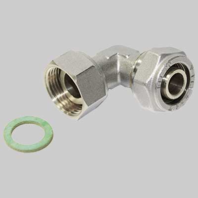 RACCORDO A COMPRESSIONE CURVO CON GIRELLO  20 x 1/2     TIEMME