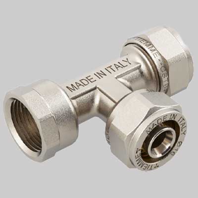 RACCORDO A COMPRESSIONE A T LATERALE FEMMINA  16x16x1/2     TIEMME