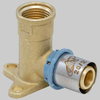 RACCORDO A GOMITO FEMMINA CON FLANGIA DELT ALL  20 x 1/2     UNIDELTA