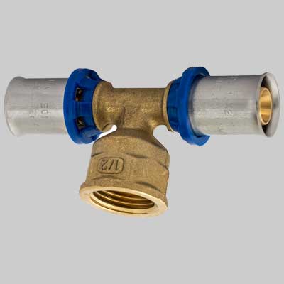 RACCORDO A TEE FEMMINA APE PRESS  16 x 1/2 x 16     APE RACCORDERIE