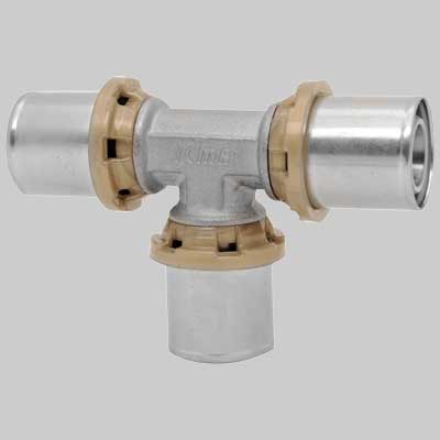 RACCORDO A TEE DOPPIO A PRESSARE  26 x 26 x 26     ICMA