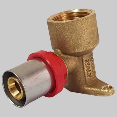 RACCORDO CURVO FEMMINA CON FLANGIA H=40 A PRESSARE TIEMME  20 x 1/2     TIEMME