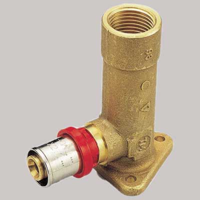 RACCORDO CURVO FEMMINA CON FLANGIA H=77 A PRESSARE TIEMME  14 x 1/2     TIEMME