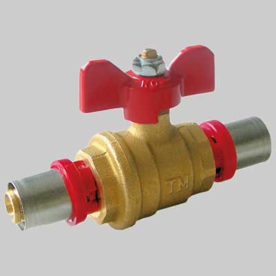 VALVOLA A SFERA CON LEVA FARFALLA A PRESSARE TIEMME  26 x 26     TIEMME