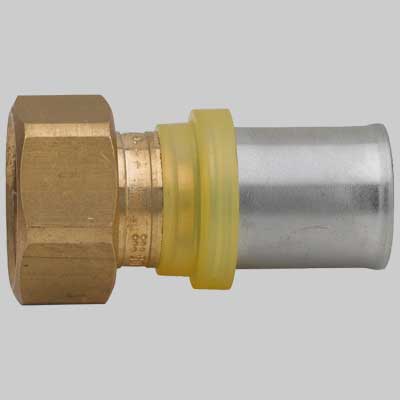 RACCORDO A PRESSARE DIRITTO DUE PEZZI SEDE PIANA PER GAS  20 x 3/4     RUBINETTERIE BRESCIANE