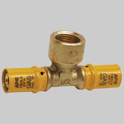 RACCORDO A PRESSARE A TEE FEMMINA PER GAS  20 x 3/4 x 20     APE RACCORDERIE