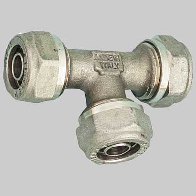 RACCORDO A TEE DOPPIO PER TUBO COBRAPEX  22 x 22 x 22 S. 3     TIEMME