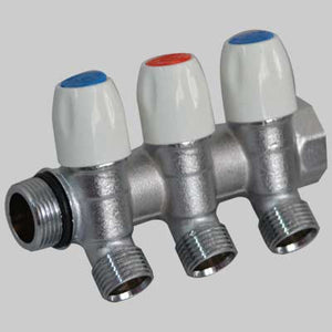 COLLETTORE LINEARE CON RUBINETTO TIEMME  3/4 1/2 (16) 3 Vie     TIEMME