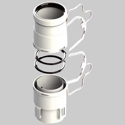 KIT RACCORDI PER TUBO FLESSIBILE Ø 80  M/F     MADE IN ITALY