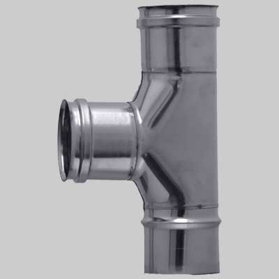 RACCORDO A TEE INOX FFM MONOPARETE  Ø 80     MADE IN ITALY