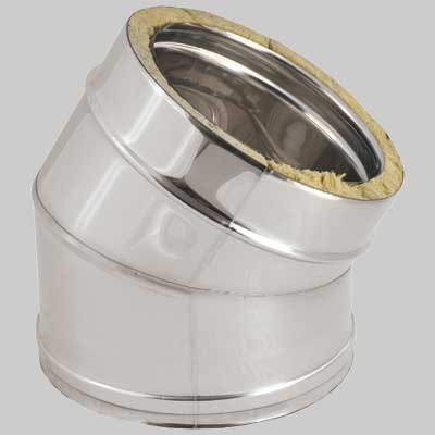 CURVA A 45  ° DOPPIA PARETE  Int.  EE ? 250  Est.  EE ? 300     MADE IN ITALY