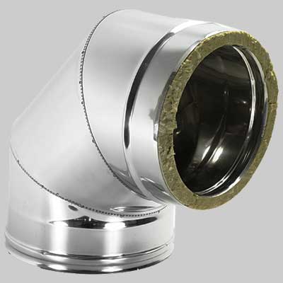 CURVA 90  ° DOPPIA PARETE  Int.  EE ? 130  Est.  EE ? 180     MADE IN ITALY