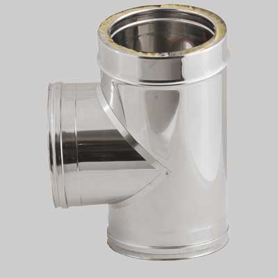 RACCORDO A TEE 90  ° DOPPIA PARETE  Int.  EE ? 250  Est.  EE ? 300  H 490     MADE IN ITALY