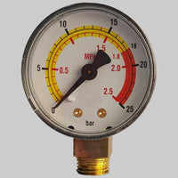 MANOMETRO Ø 50 ATTACCO RADIALE G 1/4  Scala 0÷25 Bar     MADE IN ITALY