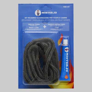 KIT RICAMBIO TRECCIA + SILICONE ALTA TEMPERATURA  ml 60  Ø 12x2,5 mt     MADE IN ITALY