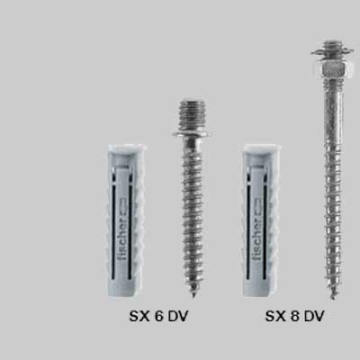 TASSELLO NYLON CON VITI PER COLLARINI - Ø 6 Att. M6 100 - 1 confezioni - FISCHER