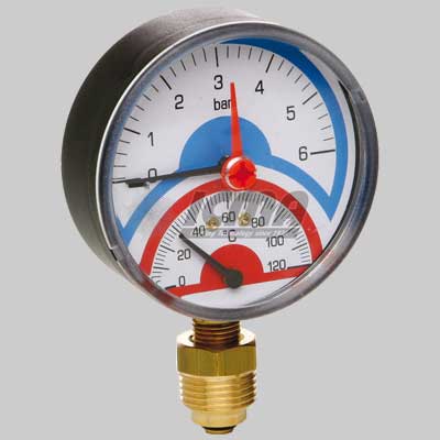 TERMOMANOMETRO RADIALE ATTACCO LATERALE  1/2 0 EE ·6 Atm 0 EE ·120  °c     ICMA