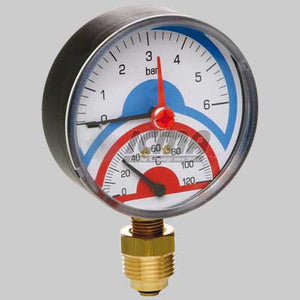 TERMOMANOMETRO RADIALE ATTACCO LATERALE  1/2 0 EE ·10 Atm 0 EE ·120  °c     ICMA