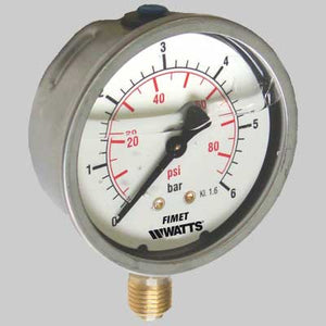 MANOMETRO Ø 63 A BAGNO DI GLICERINA LATERALE  0  25 bar| PSI G/14     WATTS INDUSTRIES