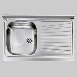 LAVELLO INOX UNA VASCA APPOGGIO  80 x 50 Sx     CM