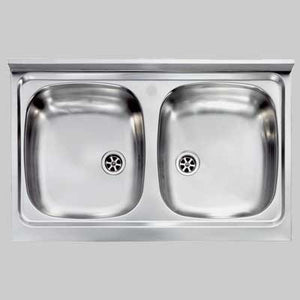 LAVELLO INOX DUE VASCHE APPOGGIO  80 x 50     CM