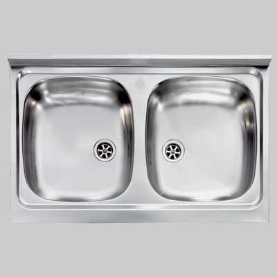 LAVELLO INOX DUE VASCHE APPOGGIO  80 x 50     CM