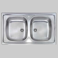 LAVELLO INOX DUE VASCHE INCASSO  86 x 50     CM
