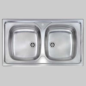LAVELLO INOX DUE VASCHE INCASSO  86 x 50     CM