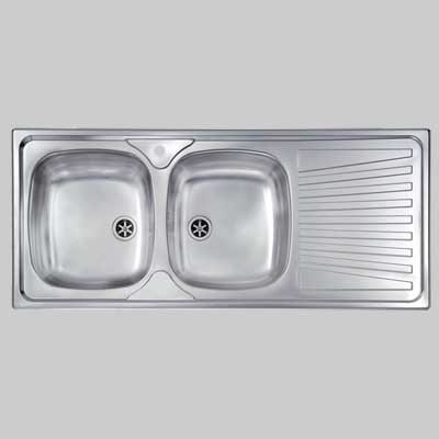 Lavello inox 2 vasche incasso c/gocciolatoio  116 X 50 Sx     CM