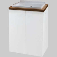 MOBILE LAVATOIO A DUE ANTE VASCA IN METACRILATO NOCE E BIANCO LUCIDO     SAVINI