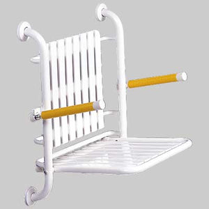 Sedile ribaltabile per doccia  In acciaio verniciato c/braccioli     MADE IN ITALY