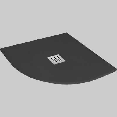 PIATTO DOCCIA SEMICIRCOLARE EFFETTO PIETRA ANTRACITE  80X80 cm     MADE IN ITALY